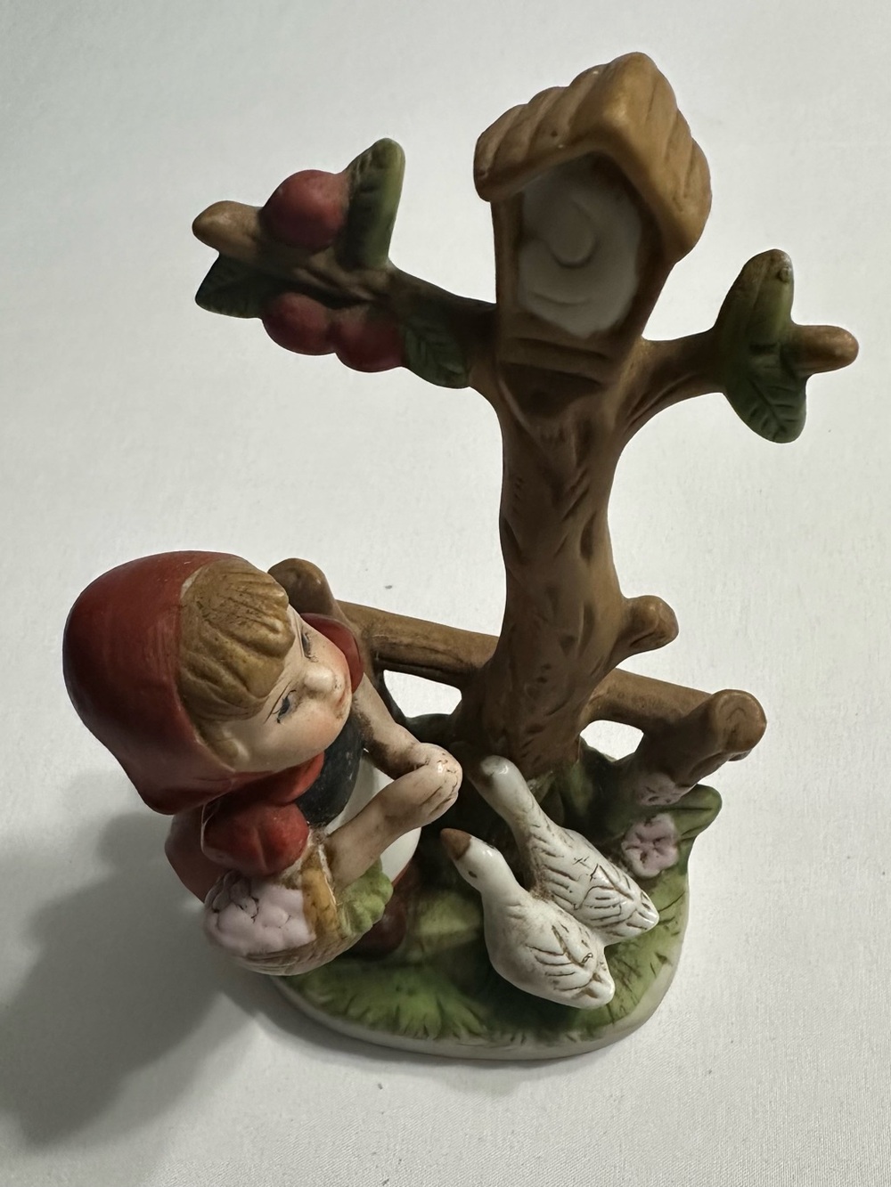 Hand-Painted Red and Brown Little Girl Figurine Home Art Accent